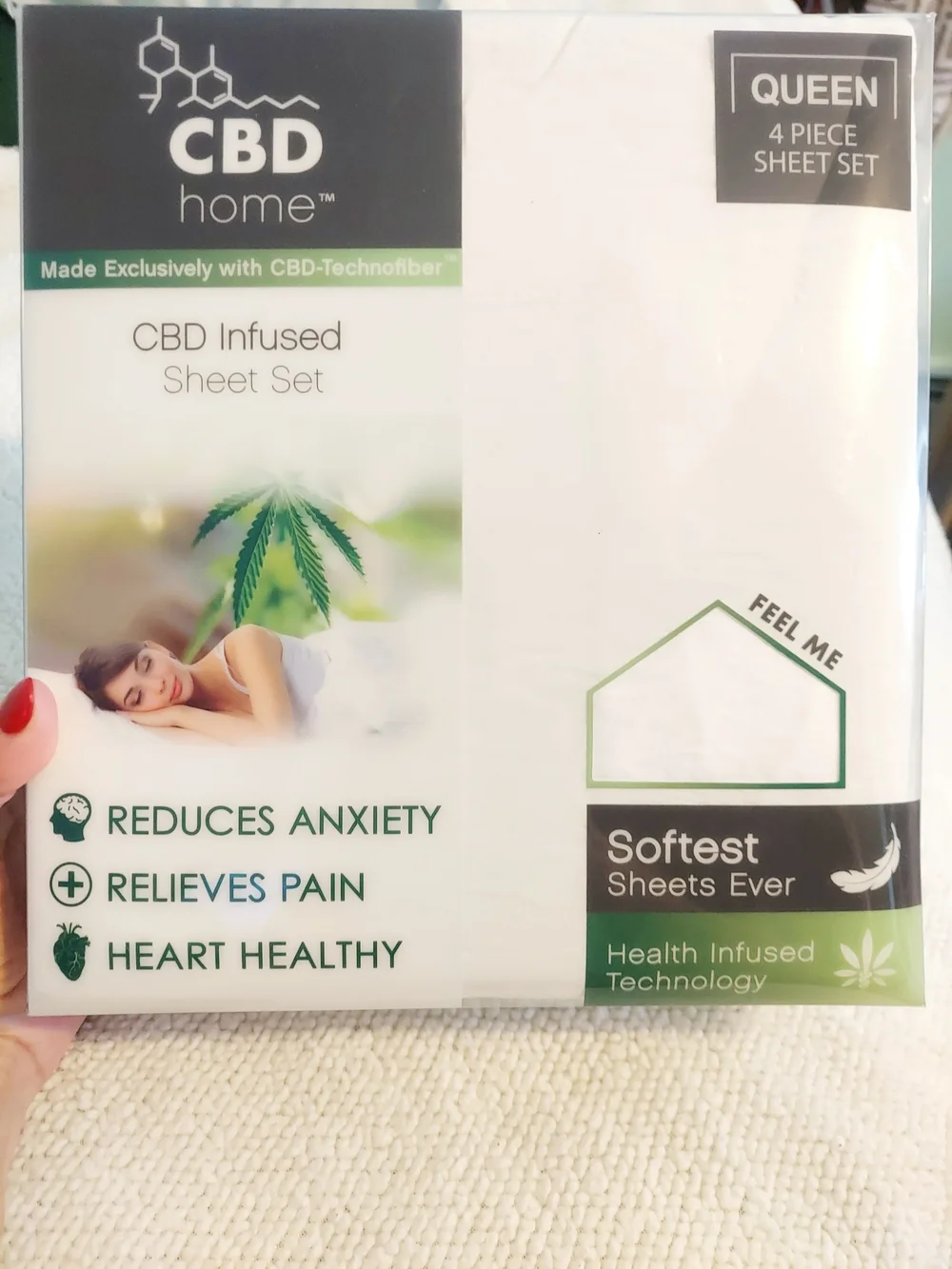 Queen CBD Infused Technofiber White Cotton Blend Soft Sheet Set NWT Breathable